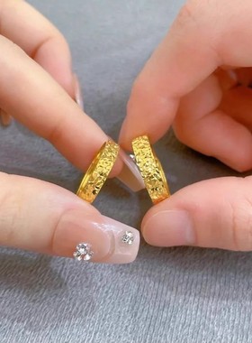 新款黄金色轻奢爆闪碎碎冰戒指女高级感时尚百搭精致食指戒送女友