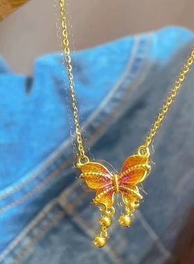 18K黄金色超仙缤纷蝶梦项链
