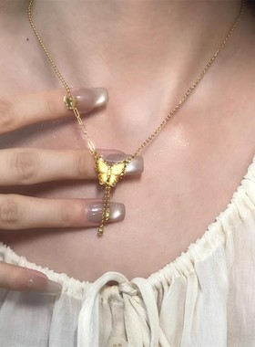 2025年新款黄金色超闪小蝴蝶项链