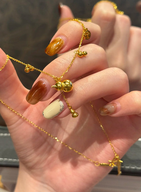 仿真新款金色福禄葫芦项链轻奢小众轻奢简约高级感百搭锁骨链送礼