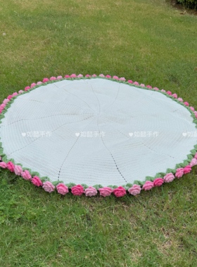 粉色渐变尖角玫瑰花束毯子