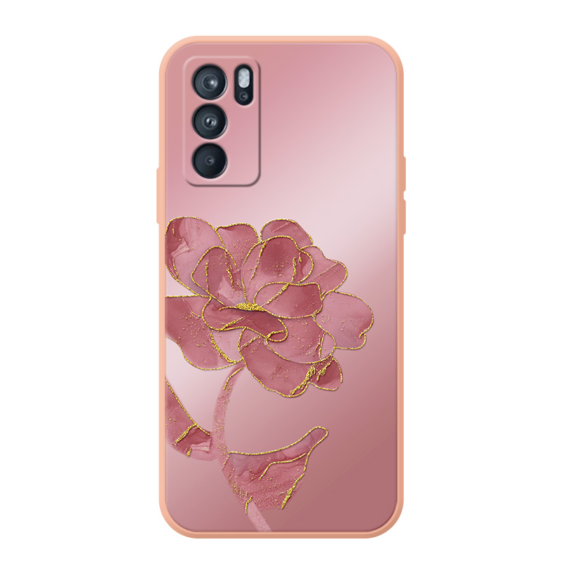 铂金粉花适用于opporeno6手机壳reno6pro花朵reno10新款pro高级reno9pro+女款reno8高级7pro镜头6se挂绳软壳