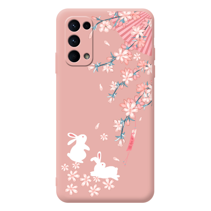 花下玉兔手机壳适用于opporeno5古风女款reno5Pro0pp0防摔por中国风液态硅胶5gopop超薄oppo0ppo - 图0