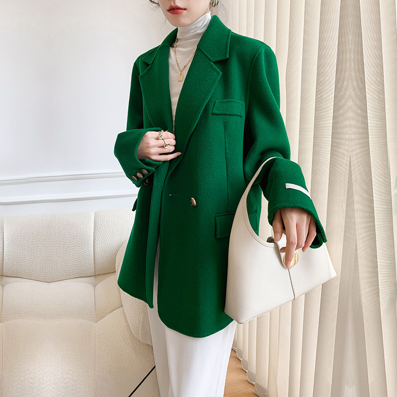 小个子短款中长款高端新款羊绒大衣 悦哲毛呢外套