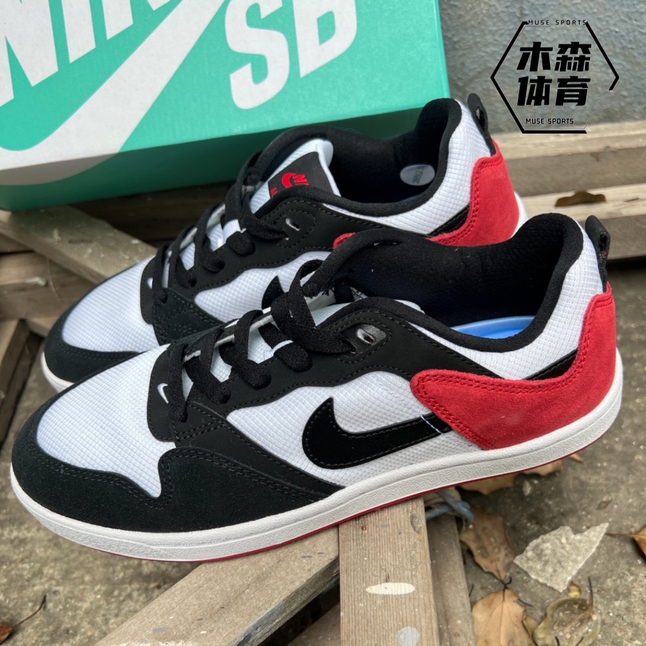 Nike SB Alleyoop 耐克简版DUNK复古黑红男休闲滑板鞋CJ0882-100 - 图2