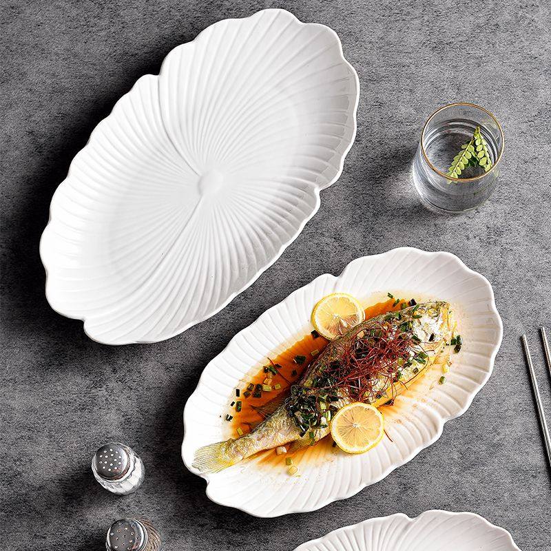 12英寸纯白色家用陶瓷鱼盘红烧鱼盘子蒸鱼盘高级感商用酒店用菜盘,淘宝优惠券,粉丝福利购,淘宝优惠卷
