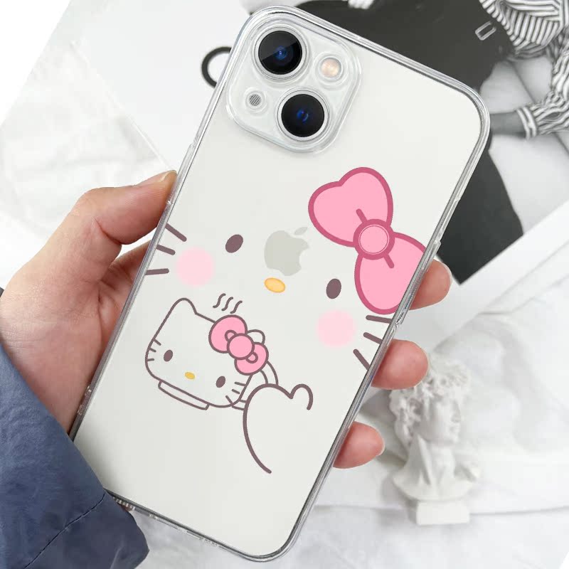 hellokitty手机壳苹果12promax适用8PiPhoneSE韩风透明壳可爱猫咪 - 图0