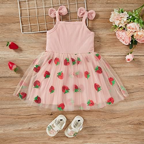 GRNSHTS Toddler Baby Girl Dress Sleeveless Strap Knit Dress-图2