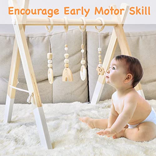 Wooden Baby Play Gym PgUp Foldable Baby Gym with 4 Wooden B-图0