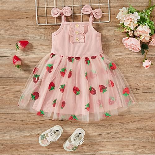 GRNSHTS Toddler Baby Girl Dress Sleeveless Strap Knit Dress-图1