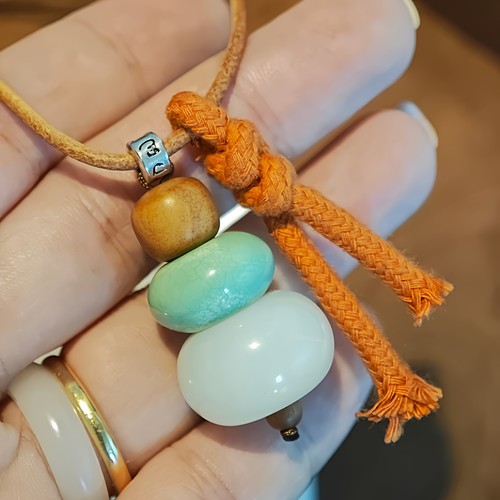 天钺｜许愿塔＊原创设计和田玉于田料平安扣项链毛衣链 - 图0