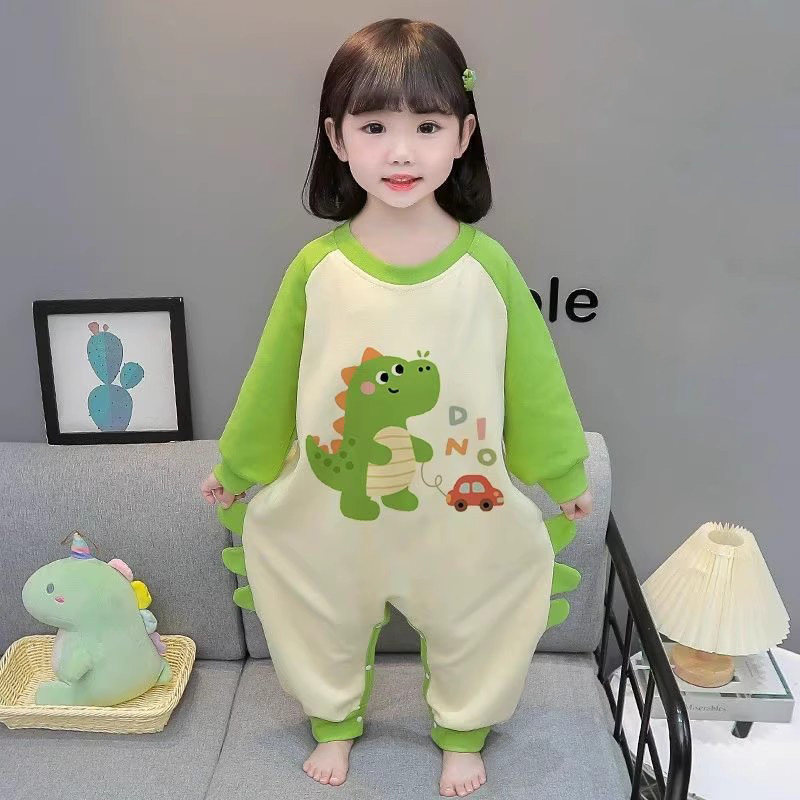 儿童连体睡衣秋冬德绒男童卡通家居服防着凉春季女孩宝宝保暖睡袋 - 图1