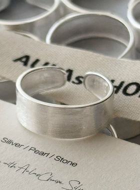 S925纯银拉丝戒指女韩国简约ins小众设计高级感基础款小红书指环