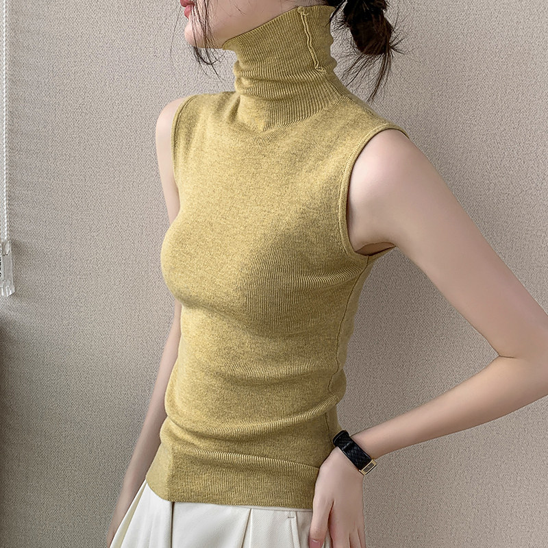 高领羊毛针织背心女秋冬修身减龄打底衫纯色内搭修身坎肩无袖上衣,淘宝优惠券,粉丝福利购,淘宝优惠卷