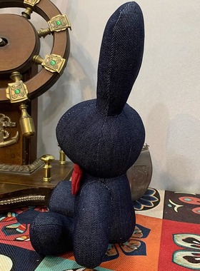 手工牛仔兔子玩偶摆件情侣公仔