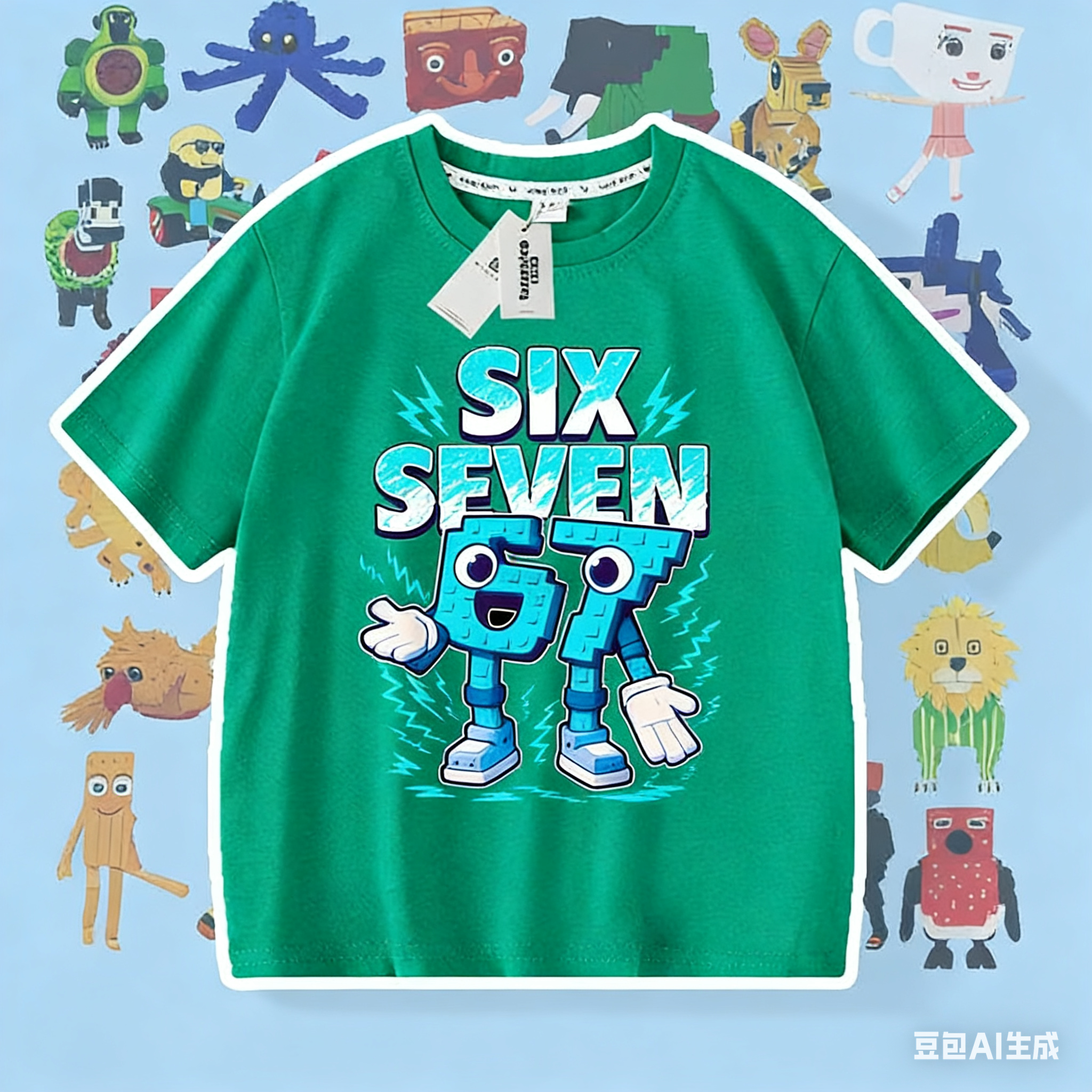 跨境游戏Steal a Brainrot 67号偷走脑红山海经短袖T恤男女童上衣,淘宝优惠券,粉丝福利购,淘宝优惠卷