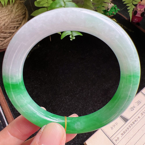 圆条53圈口缅甸天然A货老坑种玉镯平洲翡翠手镯精选编号046D0406E - 图2