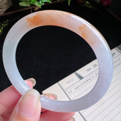 圆条52圈口缅甸天然A货老坑种玉镯平洲翡翠手镯精选编号046D0405E - 图1