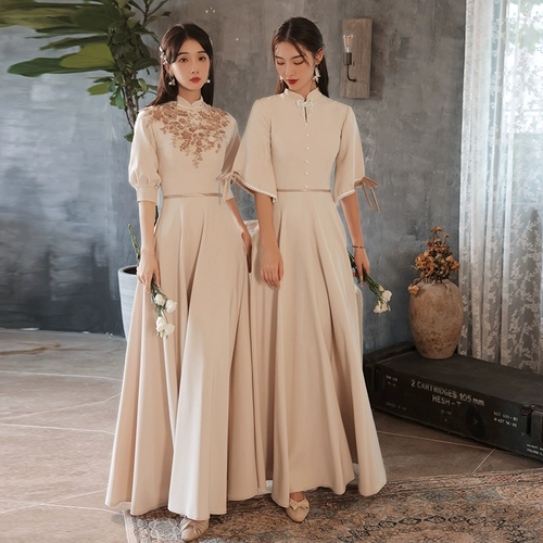 Летнее платье подружки невесты, вечернее платье, зимняя юбка, китайский стиль, по фигуре