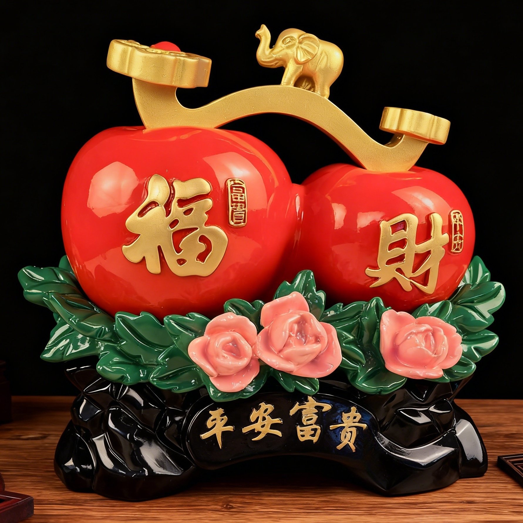 红苹果摆件一对富贵平安如意客厅电视酒柜家居装饰品乔迁新居好物,淘宝优惠券,粉丝福利购,淘宝优惠卷