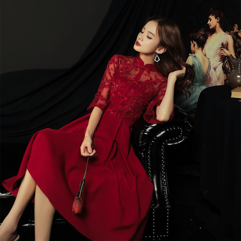 新娘旗袍2020新款中国风红色敬酒服 品莉婚纱礼服/晚装