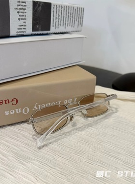 欧美新款浅色方形小框太阳镜女复古金属高级感小脸墨镜男可配度数