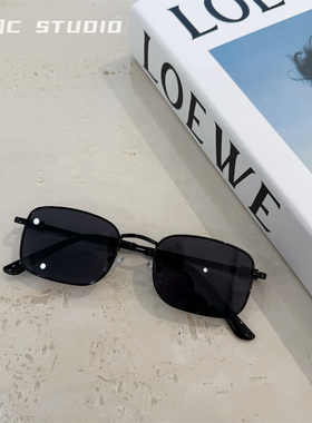 金边茶色复古墨镜女高级感ins港风度假防紫外线可配度数太阳镜男