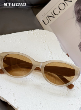 复古猫眼木纹镜腿太阳镜可配度数