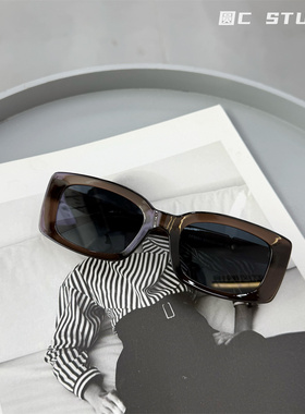 韩系复古白色方形墨镜女简约大框圆脸显瘦可配近视高级感太阳镜潮