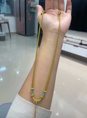 编织吊坠手工女款黄金细款男女挂绳简约翡翠挂件调节百搭锁骨项链
