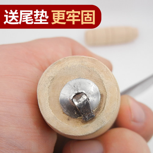 荷木圆菜刀柄传统铁刀替换刀把穿心木把手工刀柄实木柄老式刀木把 - 图2