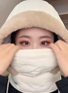 帽子女款秋冬围巾一体口罩保暖男冬季骑行防风包头帽防寒雷锋帽子