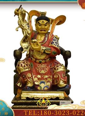 6英寸香樟木木雕监斋菩萨佛像紧那罗王神彩绘贴金佛堂供奉