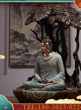 铜雕 释迦摩尼佛像 《鹿野苑悟道》铜像 纯铜成道佛释迦佛摆件