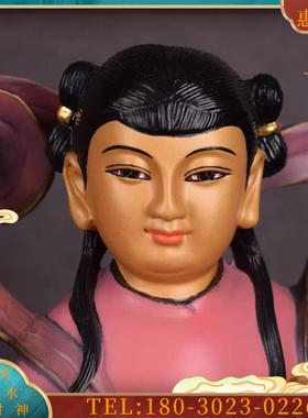 铜彩绘金童玉女像善财童子供奉佛像摆件神像居家佛堂雕像