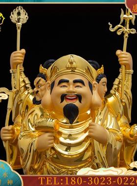 铜鎏金贴真金日式三面大黑天