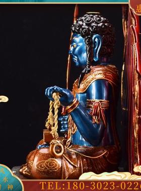 纯铜切金彩绘《不动明王佛像摆件》不动尊者生肖鸡雕像