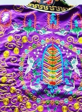 全金丝九龙手工龙刺绣紫色衣法衣