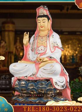 观音佛像家用供奉台湾盛凡鎏金纯铜白衣观音菩萨客厅金童【议价】