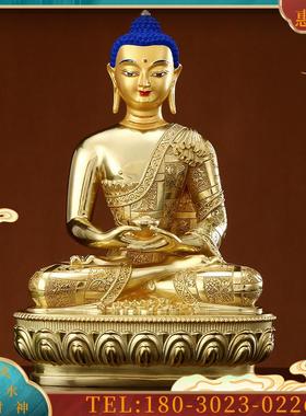 藏传密宗三宝佛一套释迦牟尼佛药师佛阿弥陀佛供奉尼泊尔黄铜佛像