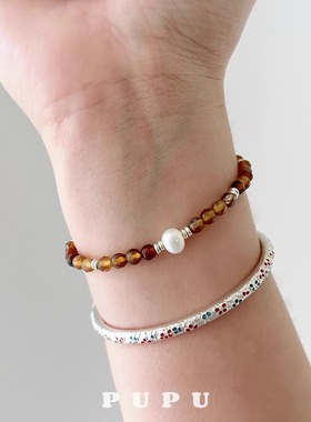 PUPU原创手工「咖啡玛瑙」编织手绳手链男女同款叠戴简约百搭