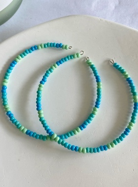 pupu原创手工蓝色串珠戴小众ins