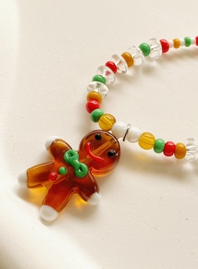 圣诞节项链琉璃原创手工情侣