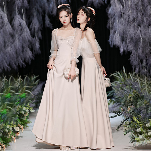 伴娘服2026新款夏季姐妹裙女平时可穿高级感伴娘团晚礼服显瘦气质 - 图1