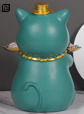 小托盘招财猫创意家居钥匙收纳