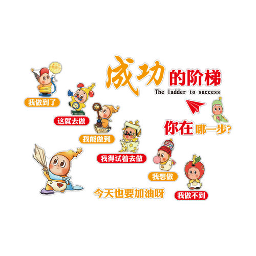成功的阶梯办公室墙面装饰布置公司企业文化员工激励志标语墙贴纸 - 图0