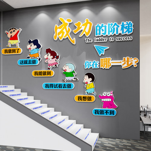 成功的阶梯办公室墙面装饰布置公司企业文化员工激励志标语墙贴纸 - 图2