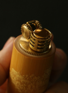 纯手工留青雕刻老玉竹打火机把玩