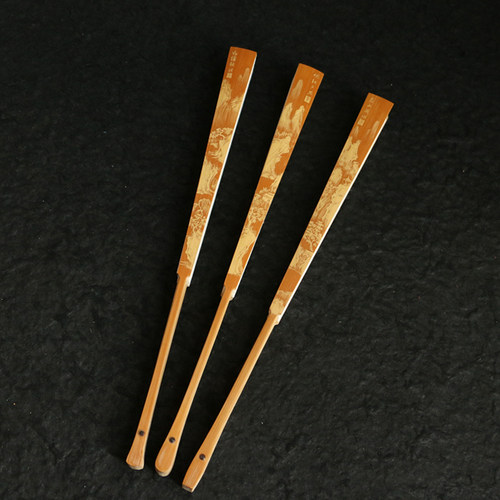 名家李仁钢纯手工留青雕刻山水老玉竹扇子文玩竹雕扇骨95寸竹折扇 - 图3