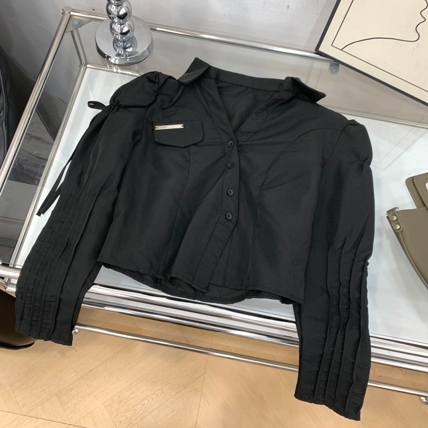 衬衫秋季短款小众时尚新款通勤单排扣小个子上衣女 I#28 - 图0